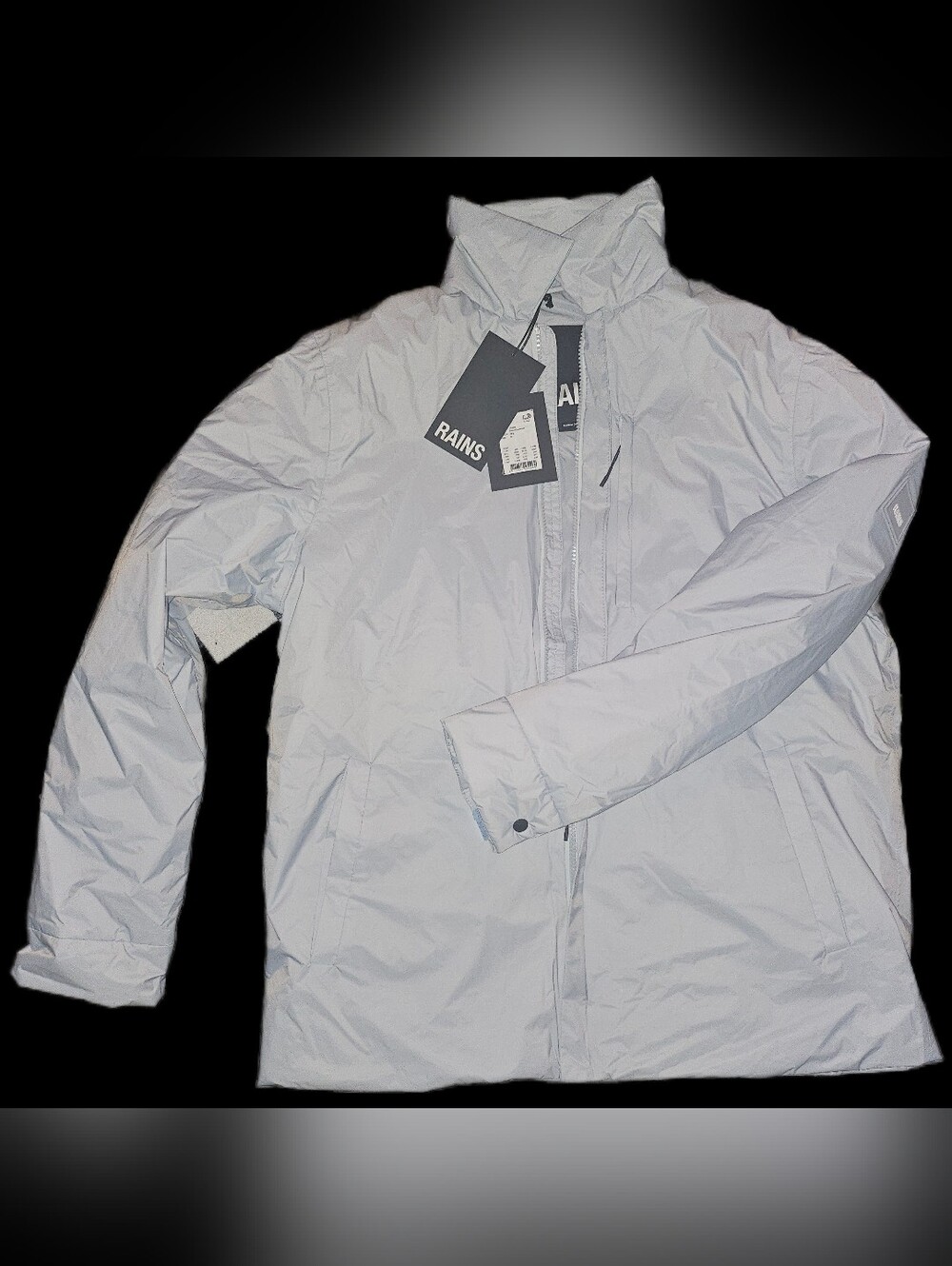 Rains Men's Med Light Gray Waterproof Raincoat